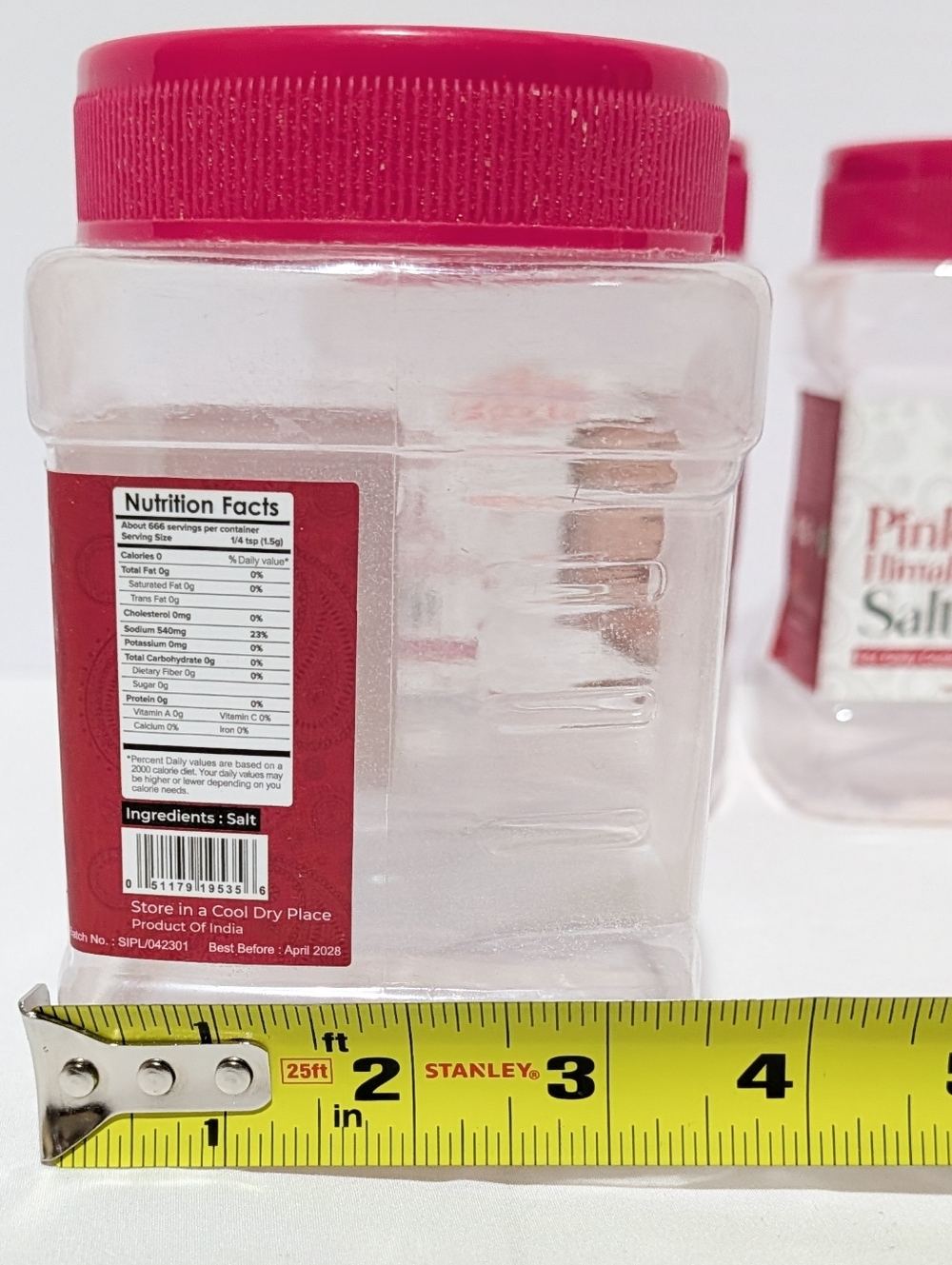Lot of 3 Empty Swad Pink Himalayan Salt Plastic Storage Jars - Picture 7 of 7